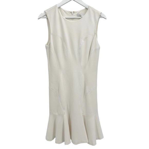 Diane von Furstenberg‎ Jaelyn Flare-Hem Sleeveless Ponte Knit White Dress Size 6 - Picture 3 of 15